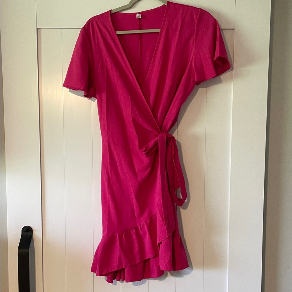 Elegant Pink Wrap Dress